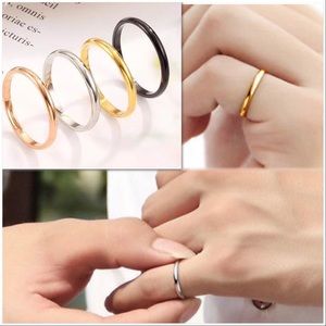 2-4-8mm Classy Polished Titanium Band Ring IP Gold